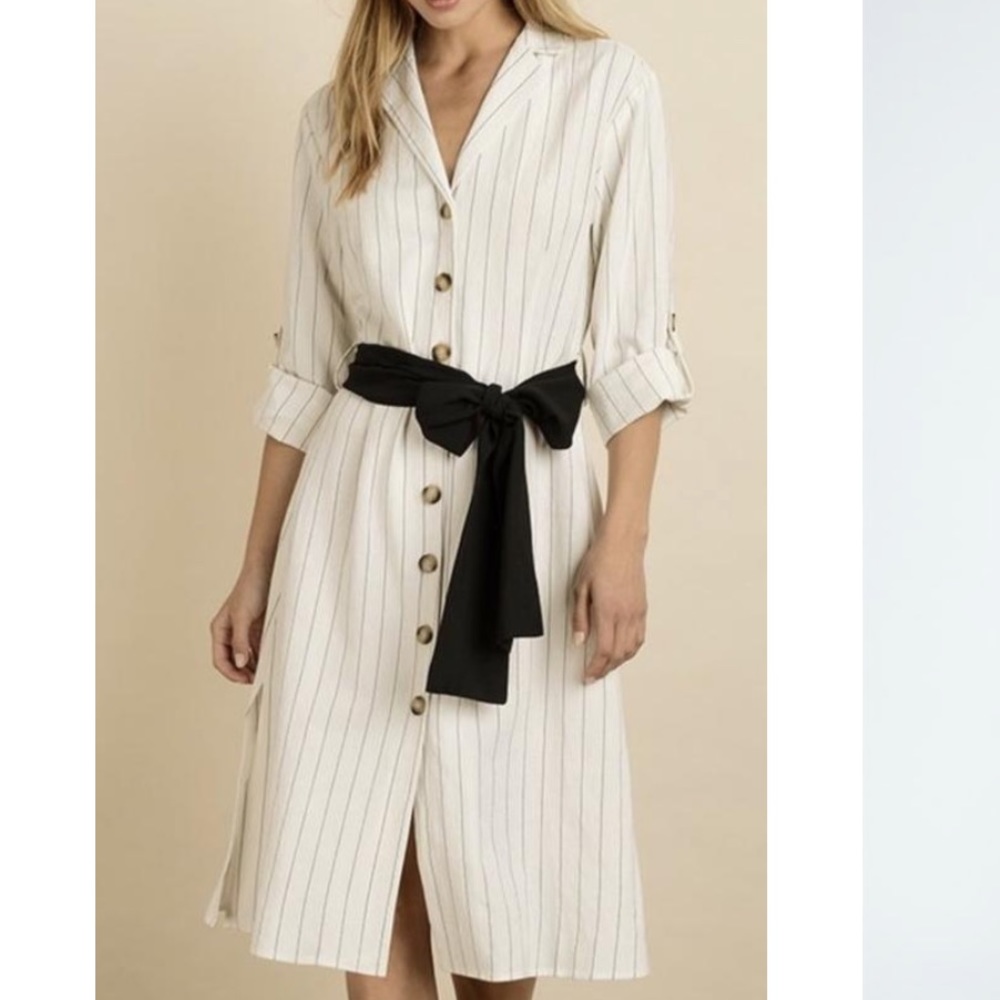 Level Up Pinstriped Shirt Dress - Picture 1 of 5